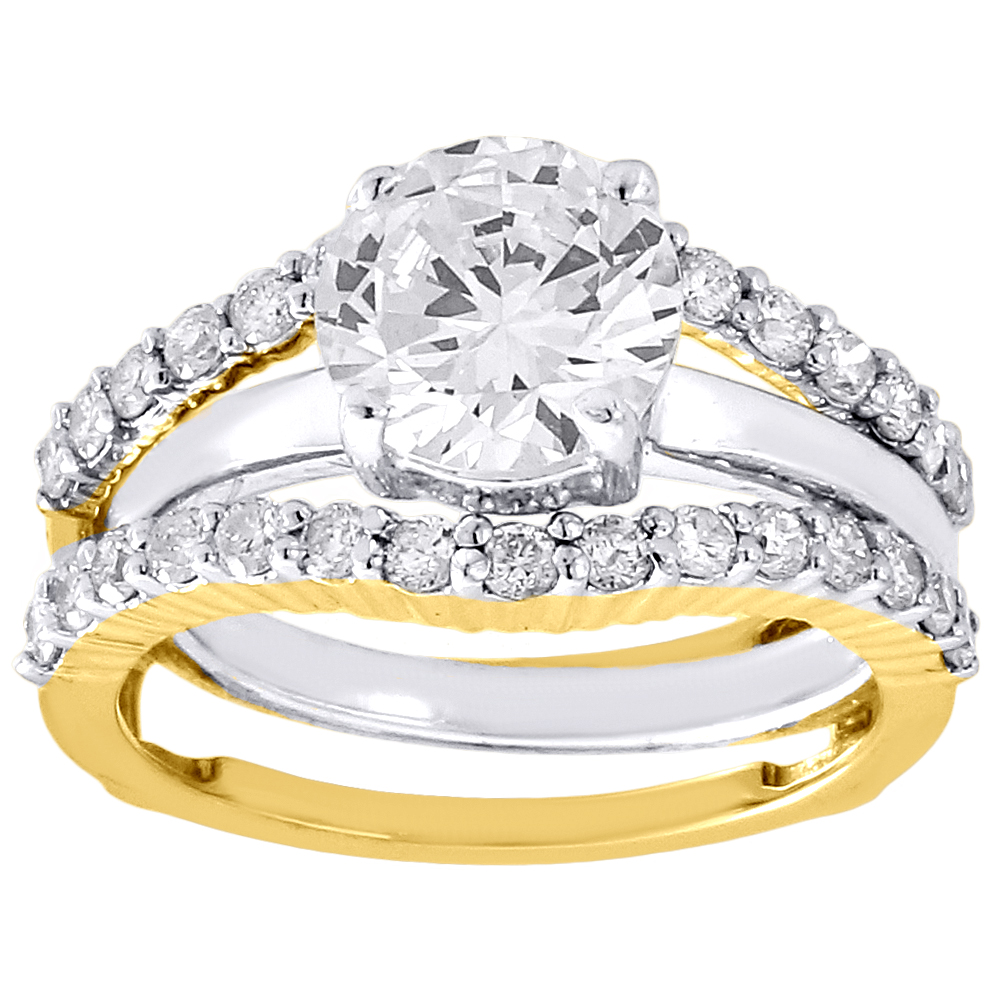 14K Yellow Gold Diamond Solitaire Engagement Wrap Enhancer Ring Round ...
