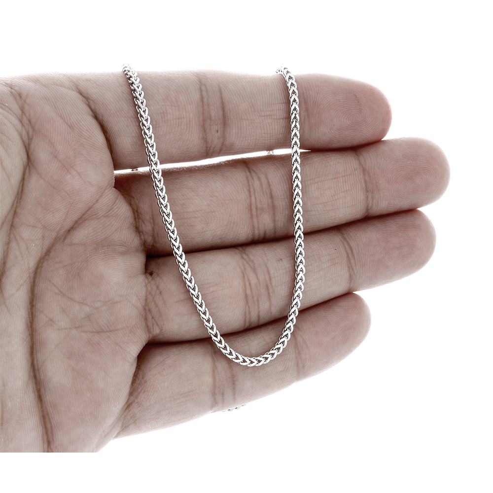 10k Real White Gold 2.0 MM Franco Box Cuban Chain Necklace ...