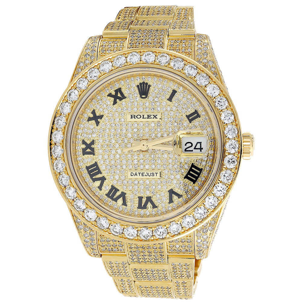 Custom Watch New Rolex Date Just II 2 Flooded Genuine Diamonds 45 MM 15 ...